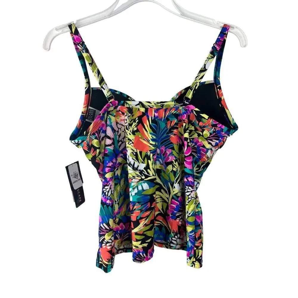Island Escape Multicolor Floral Underwire Adjustable Tankini Top Size 6